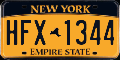 NY license plate HFX1344