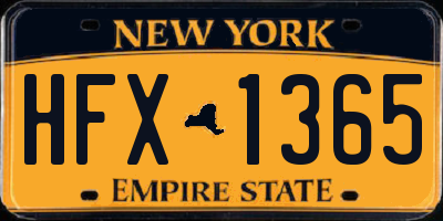 NY license plate HFX1365