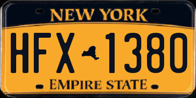 NY license plate HFX1380