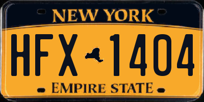 NY license plate HFX1404