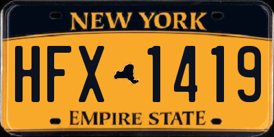 NY license plate HFX1419