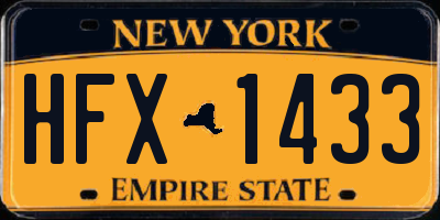 NY license plate HFX1433