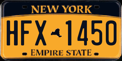 NY license plate HFX1450