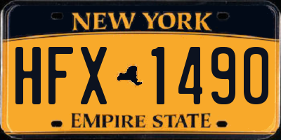 NY license plate HFX1490