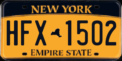 NY license plate HFX1502