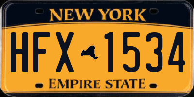 NY license plate HFX1534