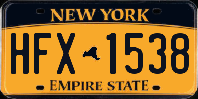 NY license plate HFX1538