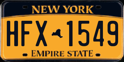 NY license plate HFX1549