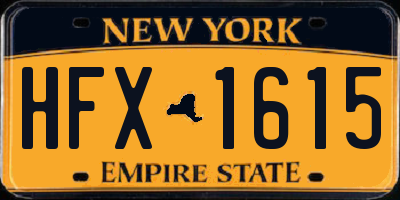 NY license plate HFX1615