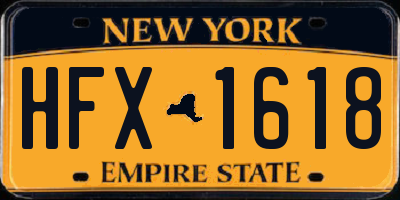 NY license plate HFX1618