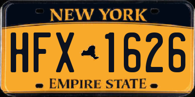 NY license plate HFX1626
