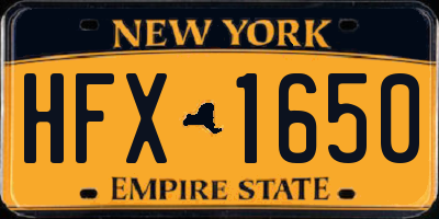 NY license plate HFX1650