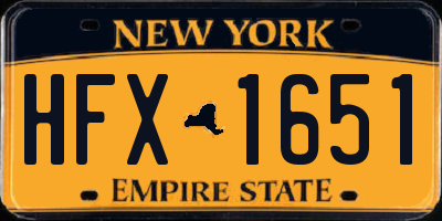 NY license plate HFX1651