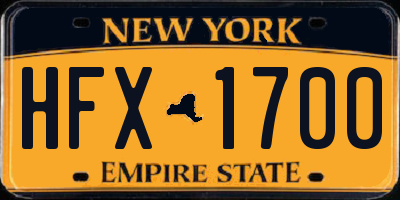 NY license plate HFX1700