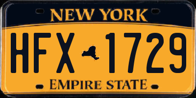 NY license plate HFX1729