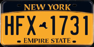 NY license plate HFX1731