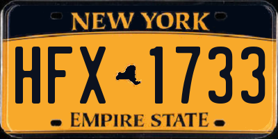 NY license plate HFX1733