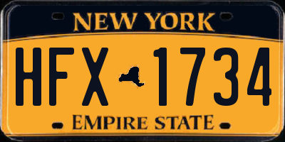 NY license plate HFX1734