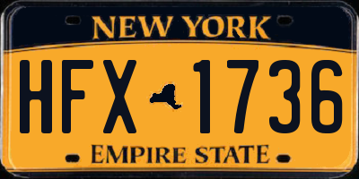 NY license plate HFX1736