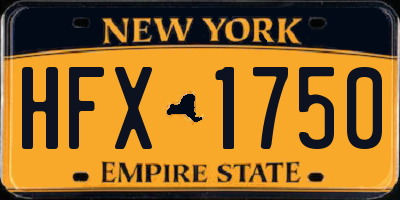 NY license plate HFX1750