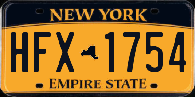 NY license plate HFX1754