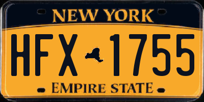 NY license plate HFX1755