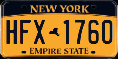 NY license plate HFX1760