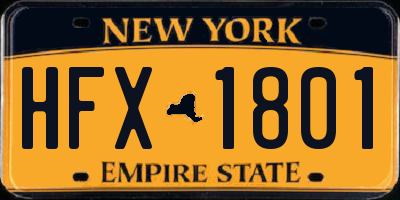 NY license plate HFX1801