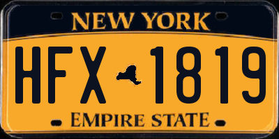 NY license plate HFX1819