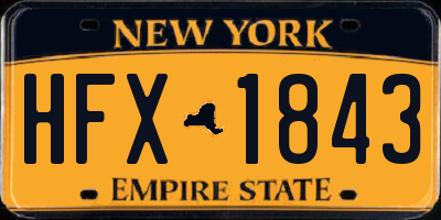 NY license plate HFX1843