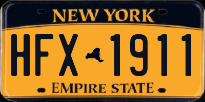 NY license plate HFX1911
