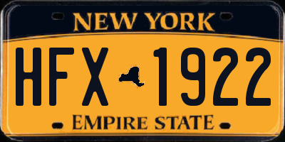 NY license plate HFX1922