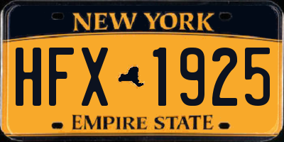 NY license plate HFX1925