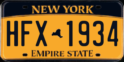 NY license plate HFX1934