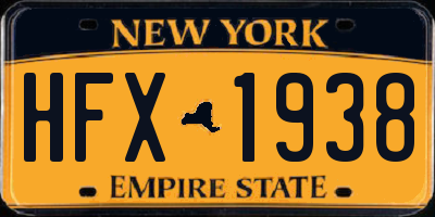 NY license plate HFX1938
