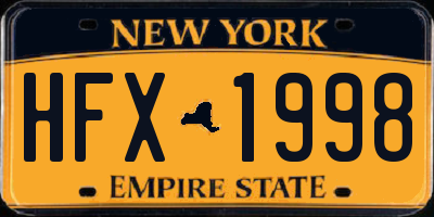 NY license plate HFX1998