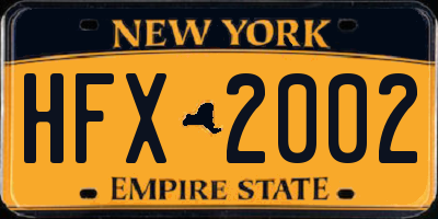NY license plate HFX2002