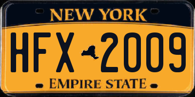 NY license plate HFX2009