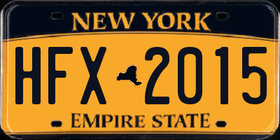 NY license plate HFX2015