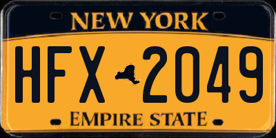 NY license plate HFX2049