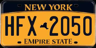 NY license plate HFX2050