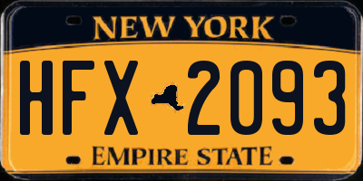 NY license plate HFX2093