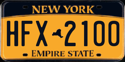 NY license plate HFX2100
