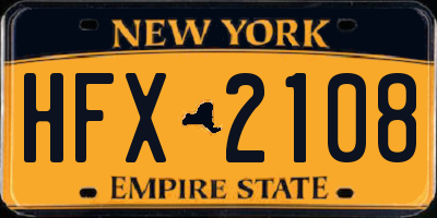 NY license plate HFX2108