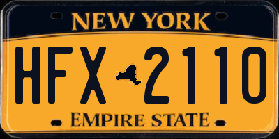 NY license plate HFX2110