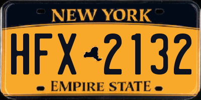 NY license plate HFX2132