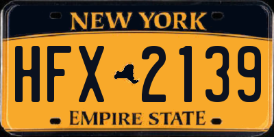 NY license plate HFX2139