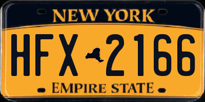 NY license plate HFX2166