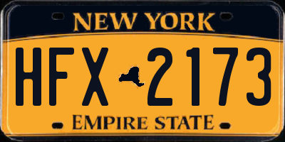 NY license plate HFX2173