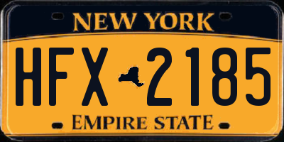 NY license plate HFX2185
